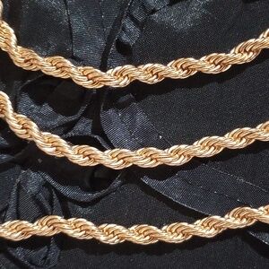 24K Gold Bonded Sterling Silver Rope Chain Necklace 30"inches